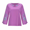thumbnail image 4 of Baqcunre Long Sleeve Shirts For Women Ladies Thin Style Spring Style Cotton And Linen Top Plate Buckle Large Size Top Plus Size Tops Workout Tops For Women Purple M, 4 of 8
