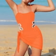 thumbnail image 2 of Toddler One Piece Swimsuit Adjustable Straps Onesie Round Neckline Solid Color Swim Suit Orange Summer Beach Swimsuits For Kids 11-12T, 2 of 5