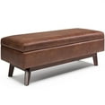 thumbnail image 1 of Simpli Home Owen 48" Faux Leather Mid Century Storage Ottoman in Saddle Brown, 1 of 7