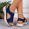 thumbnail image 5 of Xfvqtps Womens Knit Slip on Sandals Open Toe Casual Slides with Low Wedge Stretch Comfortable Breathable Walking Summer Shoes, 5 of 8