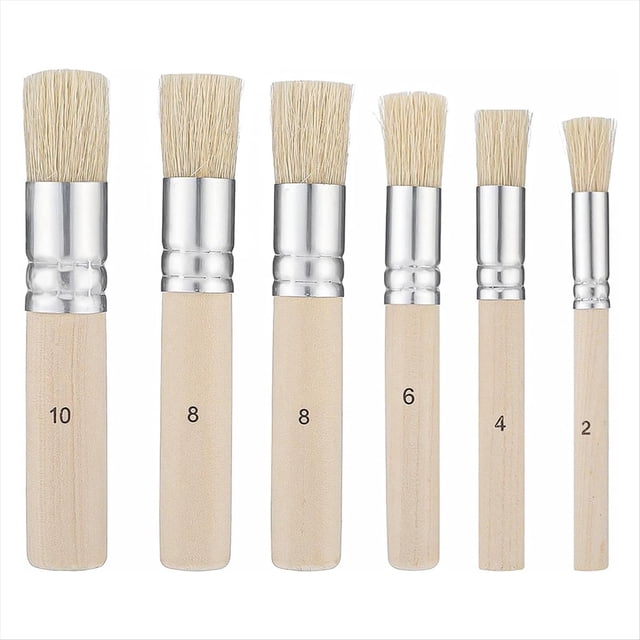 Juego de 6 pinceles de esténcil multitamaño para pintura acrílica, al óleo y acuarela en diversas superficies.