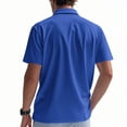 thumbnail image 4 of RYRJJ Mens Waffle Knit Polo Shirts Collared V Neck Short Sleeve Stretch T Shirt Summer Casual Golf Shirts(Blue,M), 4 of 9