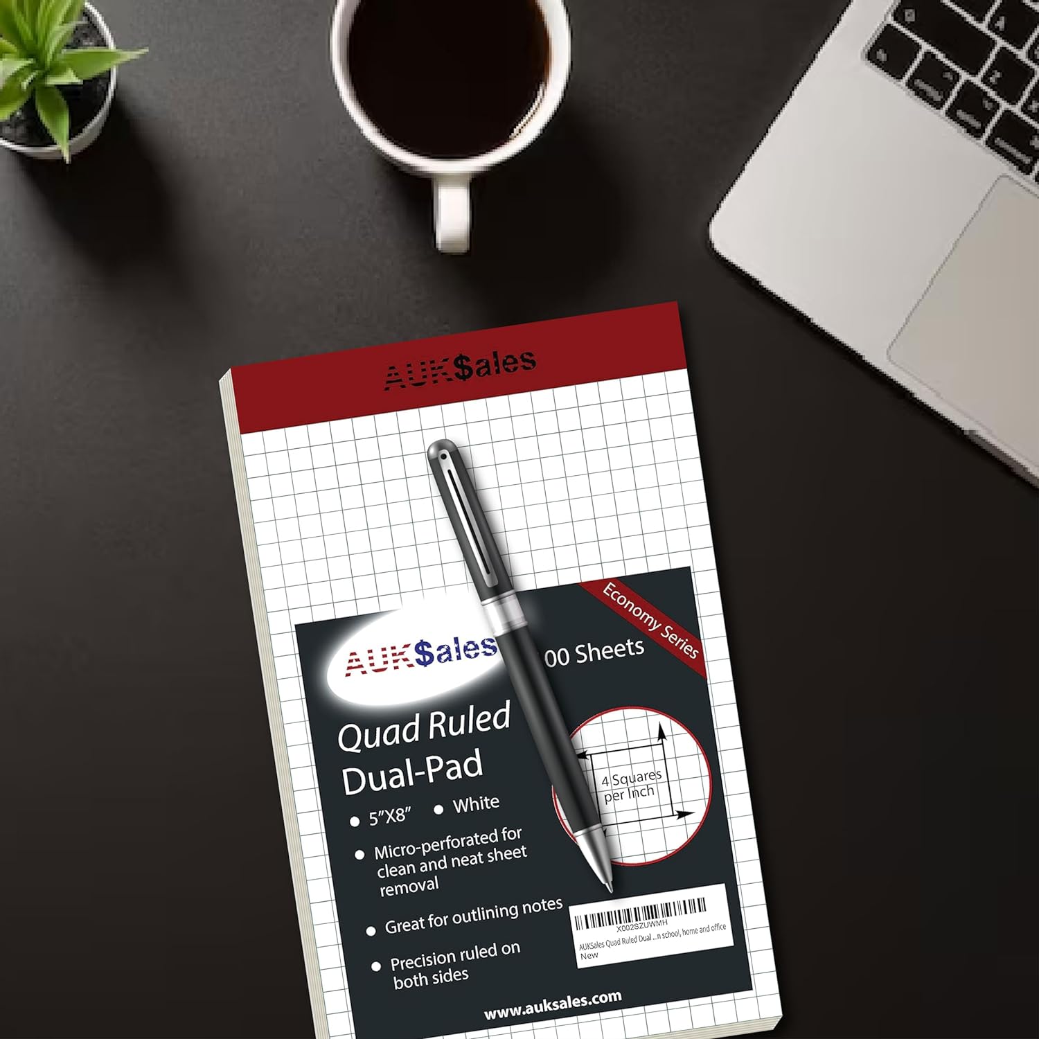 Grid Paper Pad 5x8 Inches – Graph Paper Pad 4x4, Grid Notepad, 3Pack, 5x8 Graph Paper 1/4 Grid, Graphing Paper, Engineering Pad – 100 Sheets 200 Pages Perforated Pad