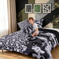 thumbnail image 4 of Manfei Farmhouse Camo Queen Comforter Set, Contemporary Art Leopard Animal Print Comforter Sets Queen, Charcoal Gray, Black Reversible, 3-Piece, 1 Comforter and 2 Pillowcases, 4 of 7