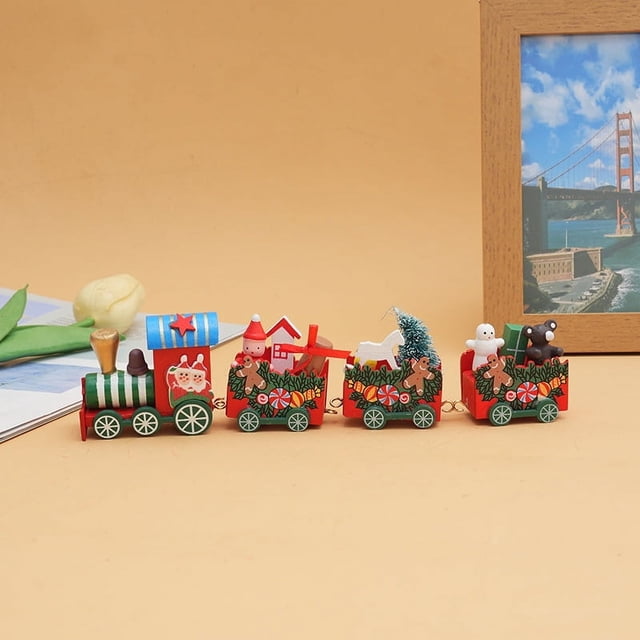 Adornos navideños de tren pequeño, regalos navideños para niños, adornos para ventanas y escritorios, pequeños regalos de madera