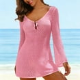 thumbnail image 5 of Generic Womens Beach Crochet Cover Up Summer Sexy V Neck Long Bell Sleeve Mesh Knit Bikini Cover Ups Beach Dresses, 5 of 7