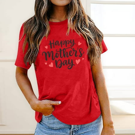 

Happy Mother s Day Tops Short Sleeve Graphic Tunic Shirts for Women Summer Casual Tee Tops Trendy Print Tshirt Blouse