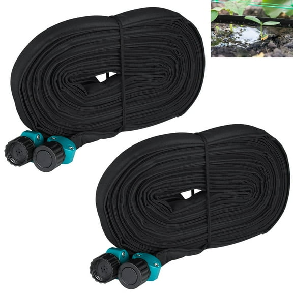 2 PCS Flat Soaker Hoses, 50 FT Consistent Drip Irrigation Hose, G3/4 Linkable Double-layer Drip Hose, Water-saving Sprinkler Hose for Garden Beds, Vegetable Patches, Lawns, Farms, Orchards