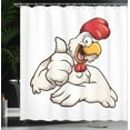 thumbnail image 4 of Ambesonne Smile Shower Curtain, Joyous Cartoon Style Chicken, 69"Wx75"L, White Vermilion Eggshell, 4 of 5