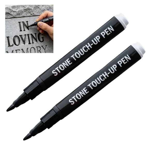 2 Pack Marker Pen for Restoring Faded Grave Inscriptions, Fast-Drying Stone Touch Up Pen, Paint Markers for Granite Headstones Grave Marker Mug, Black