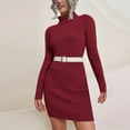thumbnail image 2 of Women's Knitted Turtleneck Sweater Dress Long Sleeve Winter Warm Casual Elegant Outfit, 2 of 2