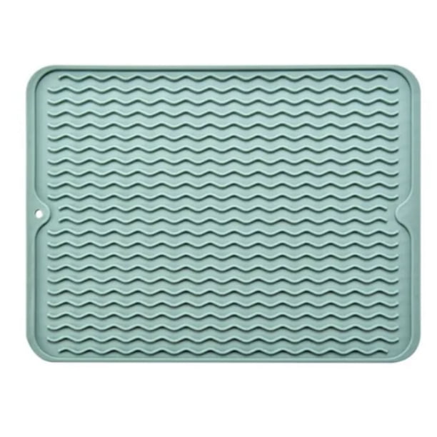 Tapete aislante de goma para mesa, antideslizante, impermeable, resistente al calor, para secar platos en la cocina, color verde