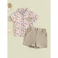 thumbnail image 2 of Bagilaanoe 2pcs Toddler Baby Boy Shorts Set Short Sleeve Print Shirt Tops + Shorts 12M 18M 24M 3T 4T 5T Kids Summer Gentleman Clothes, 2 of 7