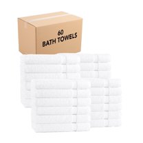 Admiral Hospitality Bath Towels (Case of 60), White, 24x48, Soft Cotton Polyester Blend
