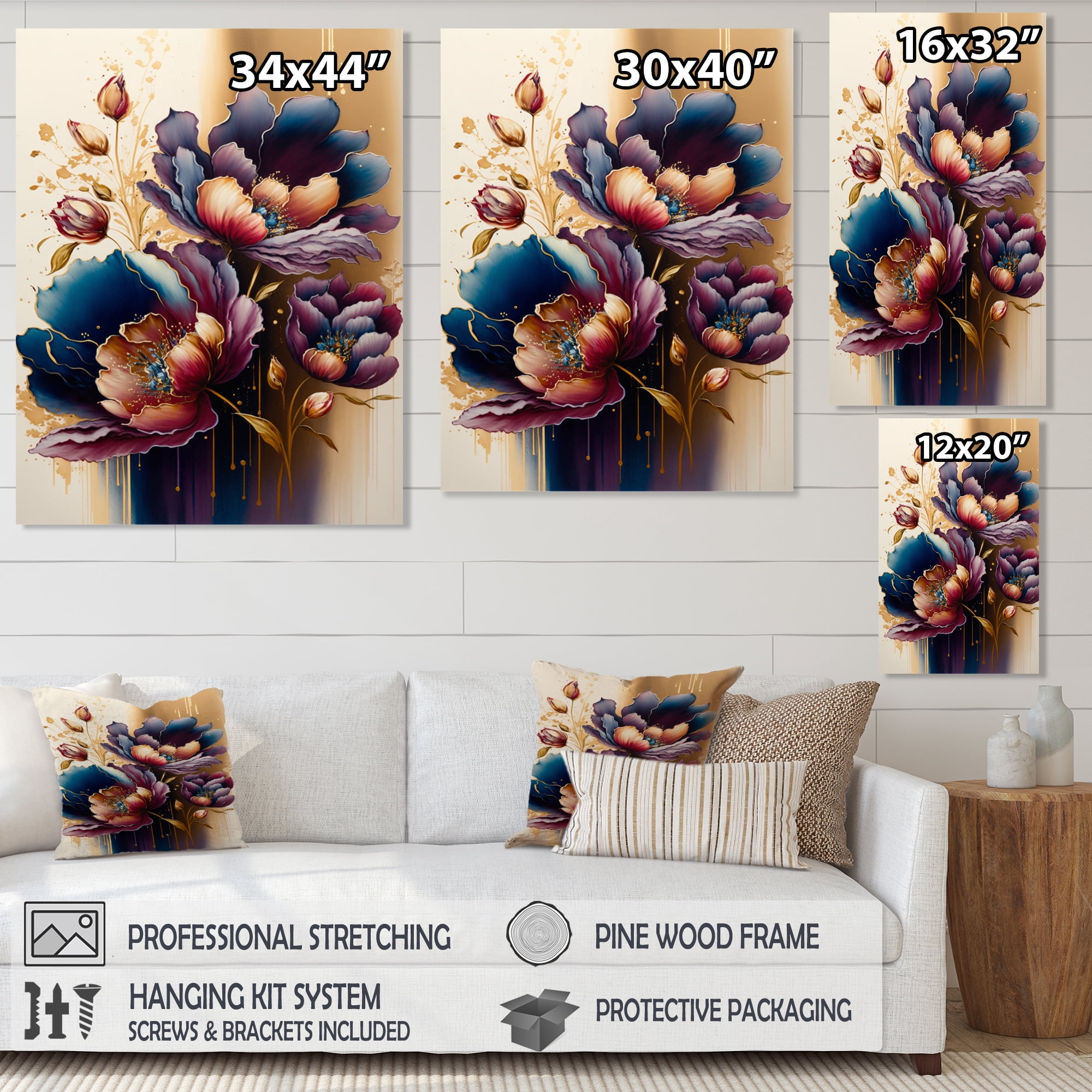 Designart Night Shade Tulip Design II Canvas Wall Art