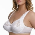 thumbnail image 2 of Plus Size Underwire Bra Full Coverage Minimizer Wide Straps Support Panels Non-Padded Lace Cups 34 36 38 40 42 44 / B C D E F G H ( 38D, White), 2 of 3