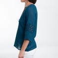 thumbnail image 3 of Elsie & Zoey Skylah Boho XL Tidel Teal Raglan Sleeve Crepe Blouse for Women, 3 of 7