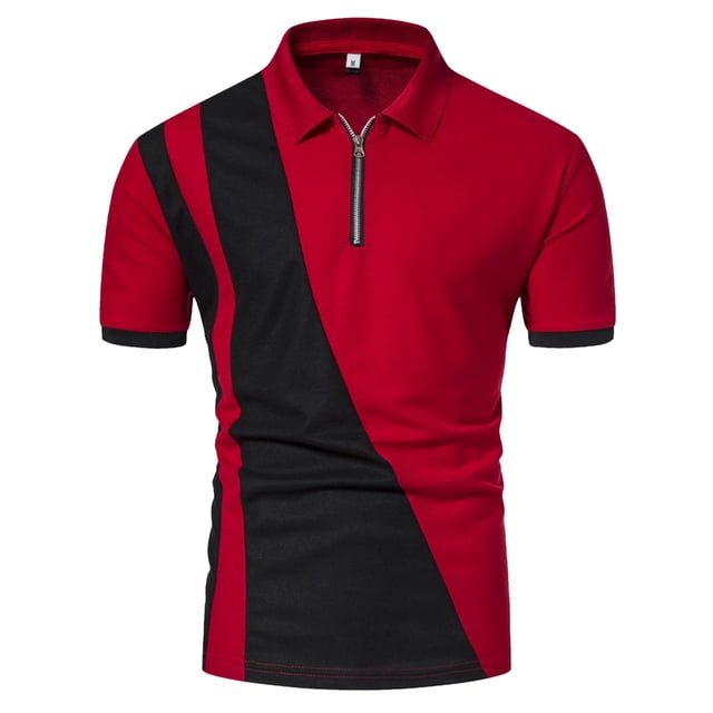 BOBOGOJP Polos Décontractés pour Hommes Séchage Rapide Performance Manches Courtes Chemises Tactiques Chemise de Golf (Rouge,m)