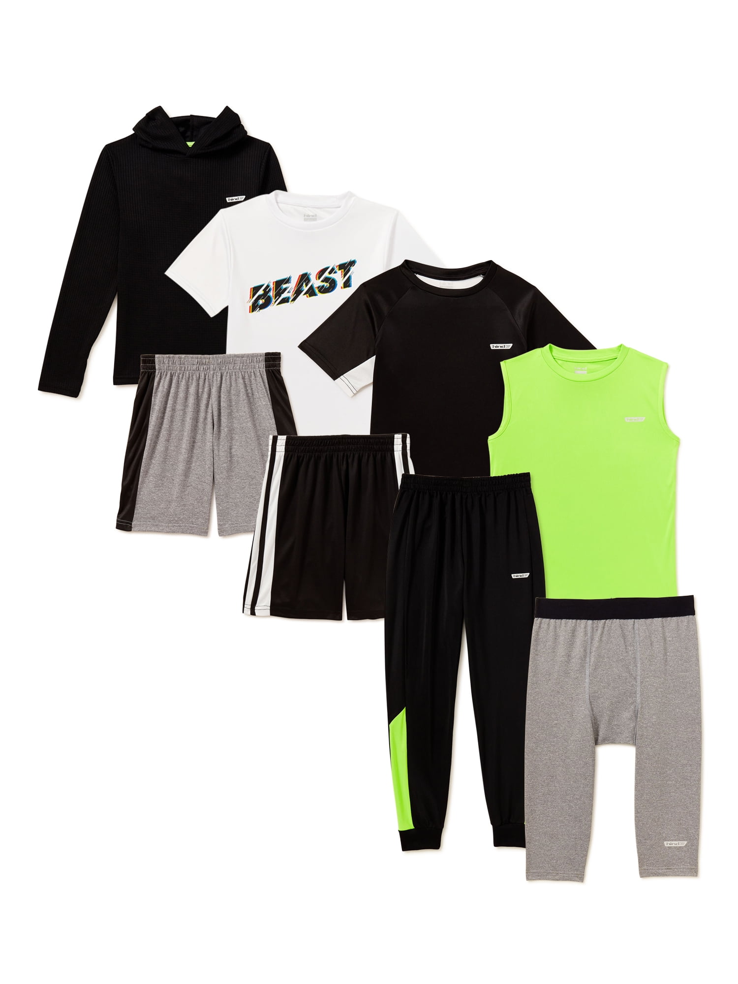 Hind Boys 3-Piece Athletic Short Set for Kids Basketball Shorts Athletic T-Shirt and Leggings for Sports and Training