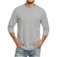 thumbnail image 3 of StSilkitty Mens Casual T-Shirts Solid Color 3/4 Sleeve Crewneck Tees with Pocket Lightweight Breathable Tops, 3 of 7