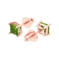 thumbnail image 2 of Clara Pucci 1Ct Natural Peridot Princess Cut VVS1 Screw Back Stud 14k Solid hypoallergenic Gold Designer Earrings For August, 2 of 7
