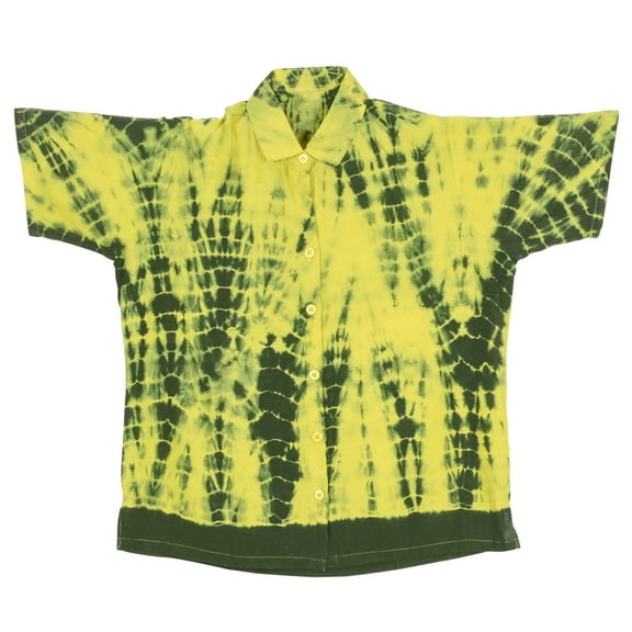 HAPPY BAY Women's Button Down Short-Sleeve Blouses Beach Hawaiian Shirt Party Dressy Vacation Casual Shirts For Women Trendy XL Honey, Tie Dye