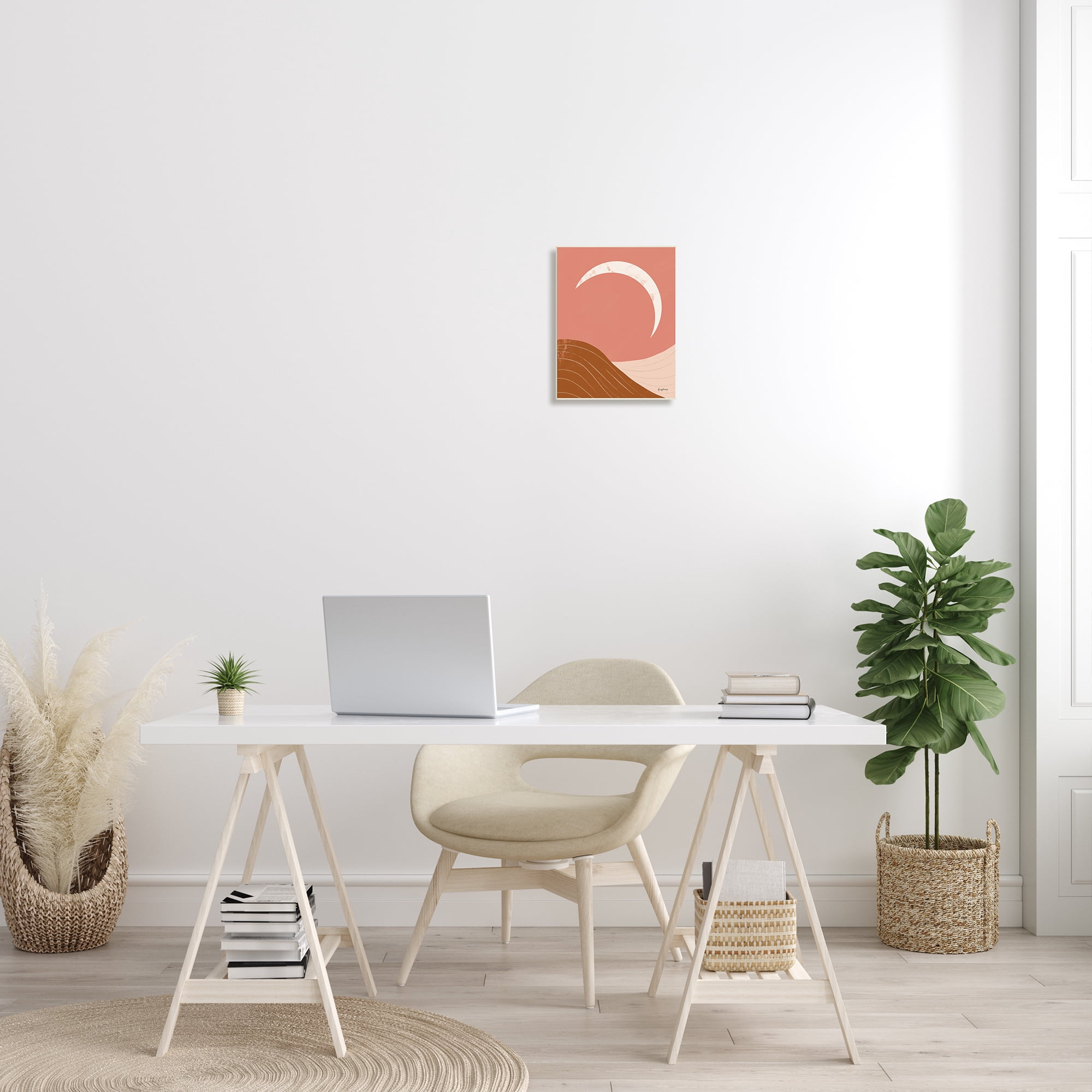 Stupell Industries Desert Crescent Moon Abstract Mountains Terracotta Landscape Nature Painting Unframed Art Print Wall Art, 10 x 15
