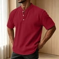 thumbnail image 5 of akafmk Mens Waffle Shirts Short Sleeve Crewneck T-shirts Button Front Sporty Daily Wear Summer Casual Shirts, Size M, 5 of 8