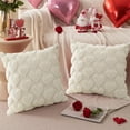thumbnail image 4 of 1Pc White Valentines Day Soft Plush Love Heart Pillow Covers 18 X 18 In, Faux Fur Wool Decorative Anniversary Cushion Case For Wedding Sofa Couch Home Decoration, 4 of 7