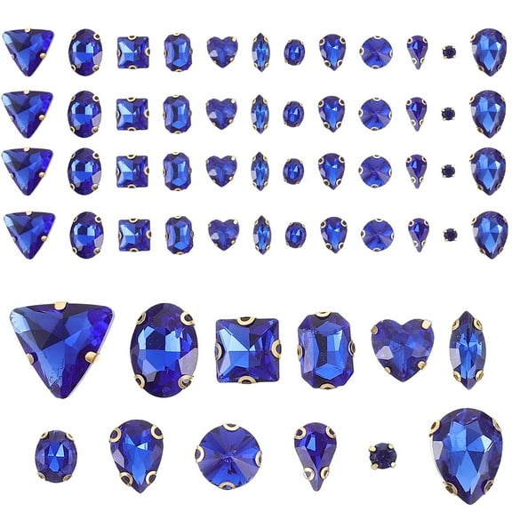 HIAKDOFT 130Pcs Sew On Rhinestones for Clothing Blue Glass Oval Gems for Diy Projects and Crafts