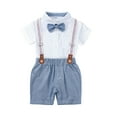 thumbnail image 5 of Kkkded Boys 2Pcs Clothes Gentleman Outfits Summer Suits for Baby Toddler,1M-3Years Unisex Newborn Clothing Set Baby Short Sleeve Cotton Bodysuit Shirts Top + Suspender Shorts Set, 5 of 8