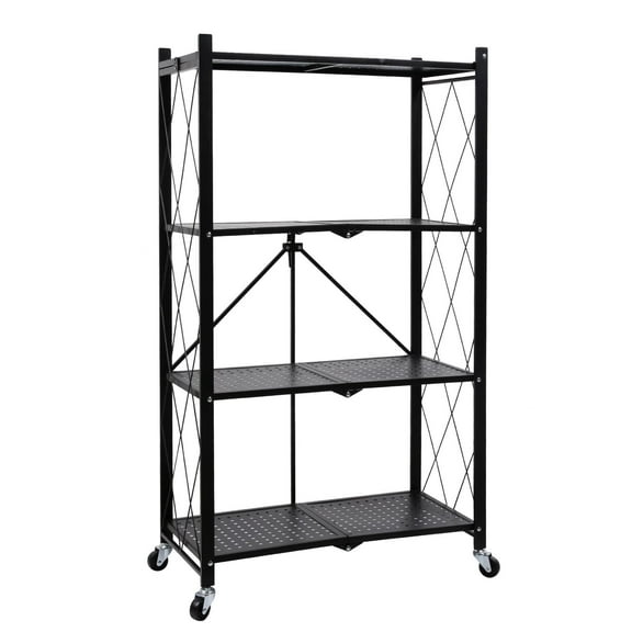 UBesGoo 4-Tier Heavy Duty Foldable Metal Rack Storage Shelving w/4 Wheels, Holds up to 1000 lbs Capacity