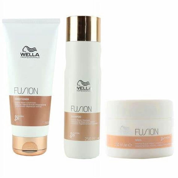 Wella Professional Fusion intense repair for Damaged Hair Kit, Shampoo 250 ml / 8.4 oz| Conditoner 200 ml / 6.7 oz| Mask 150 ml / 5 oz