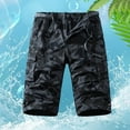 thumbnail image 2 of heyac Cargo Shorts for Men Elastic Waistband Plain 3/4 Camo Cargo Short Casual Baggy Streetwear Oversized Casual Cargo Shorts with Multi Pockets, 2 of 4