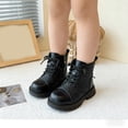 thumbnail image 5 of GobdXE Ankle Boots Solid Croc Embossed Lace Up Side Zipper Thick Lug Sole Casual Shoes Black,5.5-6 Years, 5 of 8