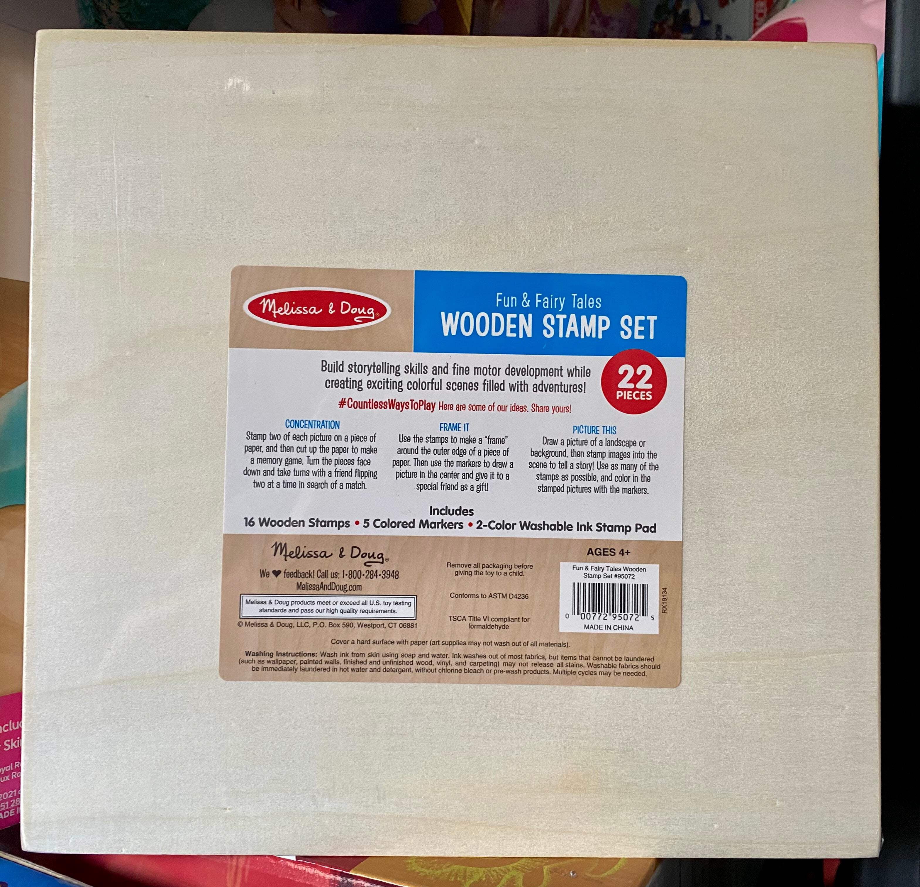 Melissa & Doug Fun & Fairy Tales Wooden Stamp Set, 22 Pieces