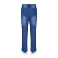 thumbnail image 5 of Tuphregyow Women's Tassel Denim Jeans Clearance Breathable Solid Trendy Classic Straight Leg Opening Casual Jeans Pants High Waist Button with Pockets Leisure Lightweight Relaxed New Style Blue XL, 5 of 6