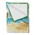 thumbnail image 2 of Beach Soft Flannel Fleece Throw Blanket, Paradise Island Coconut Tree and Boats Tropical Coastline Relaxation Environment, Cozy Plush for Indoor and Outdoor Use, 60" x 80", Multicolor, by Ambesonne, 2 of 5