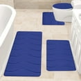 thumbnail image 3 of Kieeoam Clearance Bathroom Rug Set 4 Pieces, Soft Non Slip Memory Foam Bath Mat, Extra Thick Bath Mats for Bathroom, Bath Rugs Set for Tub, Toilet and Floor Black, 3 of 5