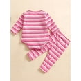 thumbnail image 4 of WIBACKER Newborn Baby Girls Boys Clothes Outfit Stripe Long Sleeve Ribbed Knit Romper Pants Set Fall Winter, 4 of 9
