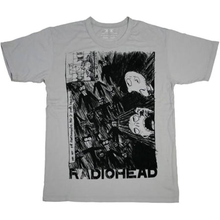 Men's Radiohead Scribble (100% Organic Cotton) Slim Fit T-shirt Large Grey