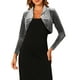 thumbnail image 1 of INSPIRE CHIC Chaqueta corta de terciopelo gris con solapa y mangas largas abiertas para mujer, 1 of 6