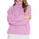 thumbnail image 2 of Suéter de cuello alto de moda para mujer, color sólido, cuello alto, manga larga, suéter casual de otoño, blusa de poliéster para mujer, 2 of 6