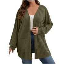 Kaemgyyd Women’s Fall Fashion Cardigan Lightweight Soft Ribbed Knit Cardigan Long Sleeve Open Front Plus Size Sweater Coat Xl-5Xl