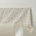 thumbnail image 3 of Fennco Styles Spring Floral White Cotton Tablecloth with Tassel – 56" W X 56" L Delicate Botanical Print Table Cover for Dining Room, Tea Party, Banquet or Spring Decor, 3 of 4