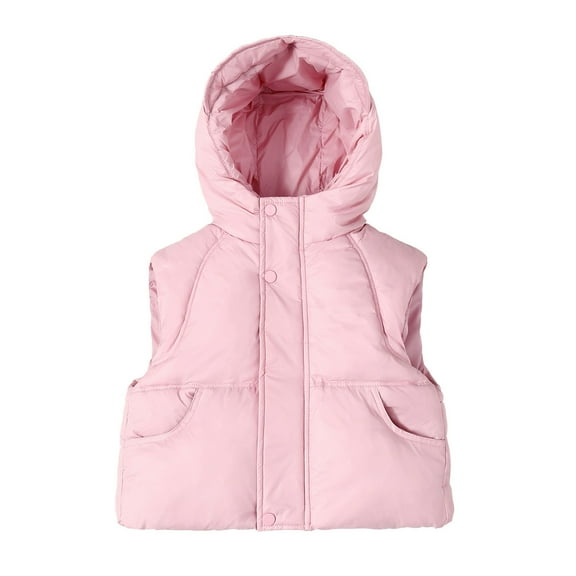 REDARER Girls Hooded Puffer Vest, Lined Windproof Jacket for Toddler Kids, Thermal Insulated Outdoor Wear,Size:1-2 Years