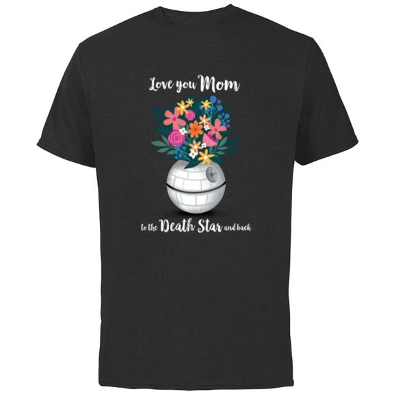 Star Wars Death Star Bouquet Love You Mom Mother's Day - Short Sleeve Cotton T-Shirt for Adults - Customized-Natural