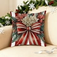 thumbnail image 6 of Cheapark Christmas Red Striped Bow Pillowcase - Cushion Cover for Home Sofa, Festive Decor for Christmas Holiday, 6 of 6