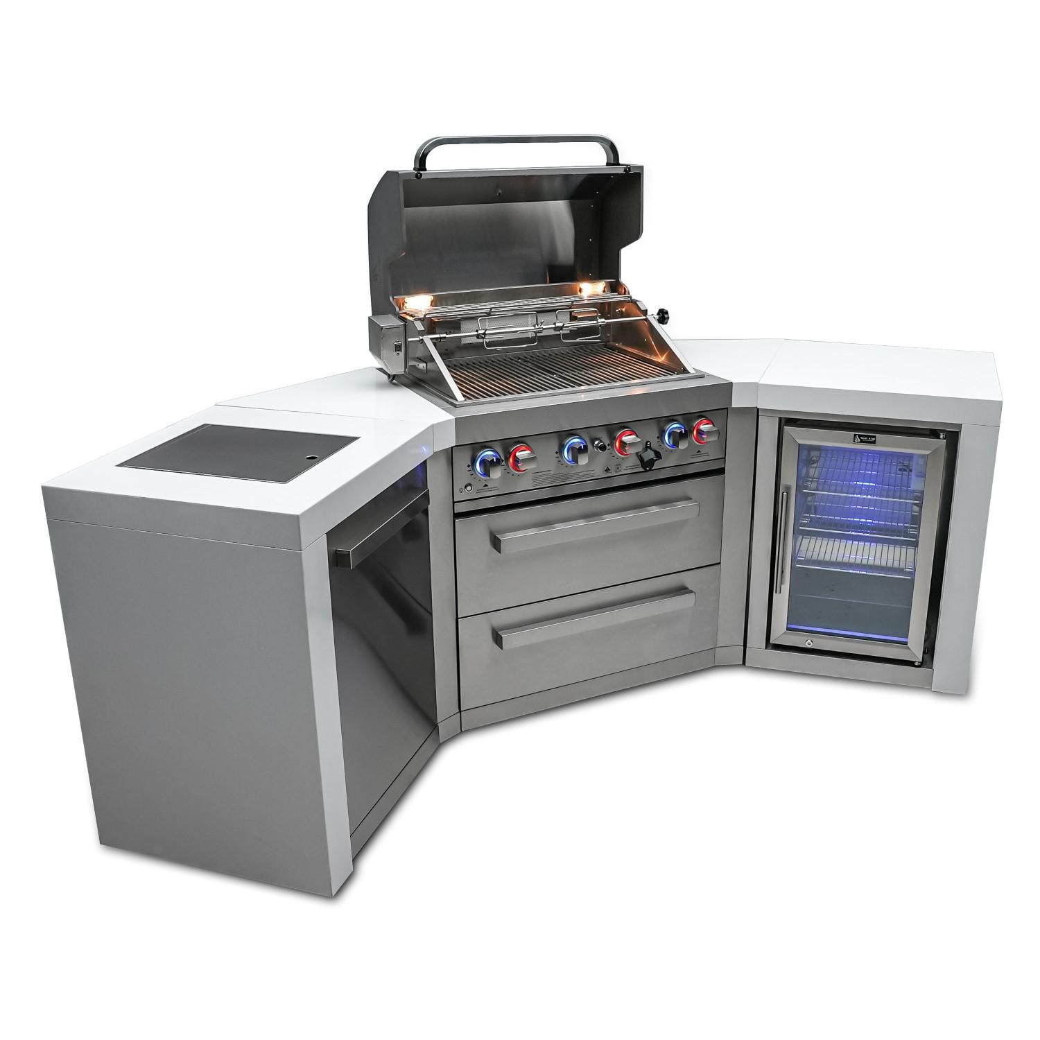 Mont Alpi 400 Deluxe 45 Degree Propane Gas Island Grill W/ Refrigerator Cabinet, Infrared Side Burner, & Rotisserie Kit - MAi400-D45FC - image 2 of 6