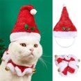 thumbnail image 3 of KYAIGUO Christmas Cat Costume Cute Cat Santa Hat & Scarf with Mini Bells Set for Puppy Christmas Cosplay Party Clothes, 3 of 6